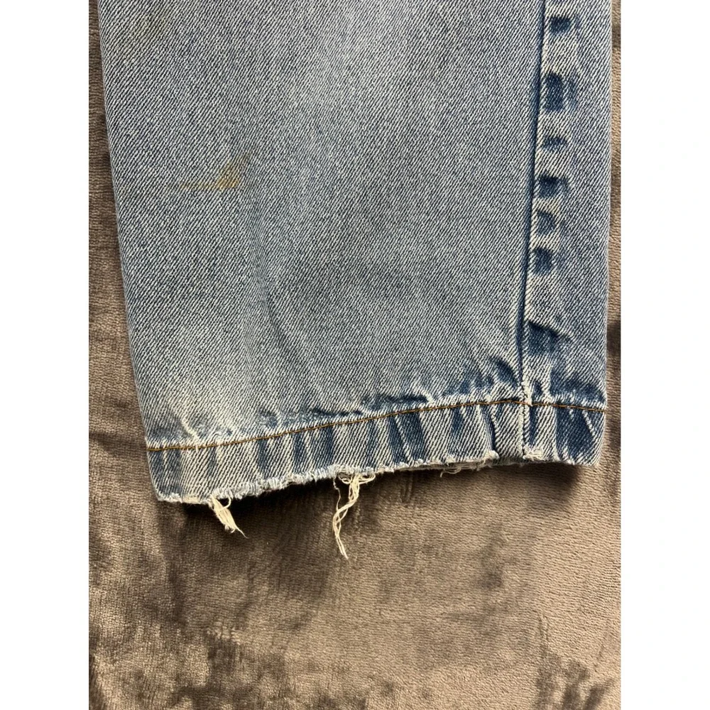 Duke Haband Relaxed Fit Jeans Mens 32 Light Wash Elastic Waist Distressed‎ 90s